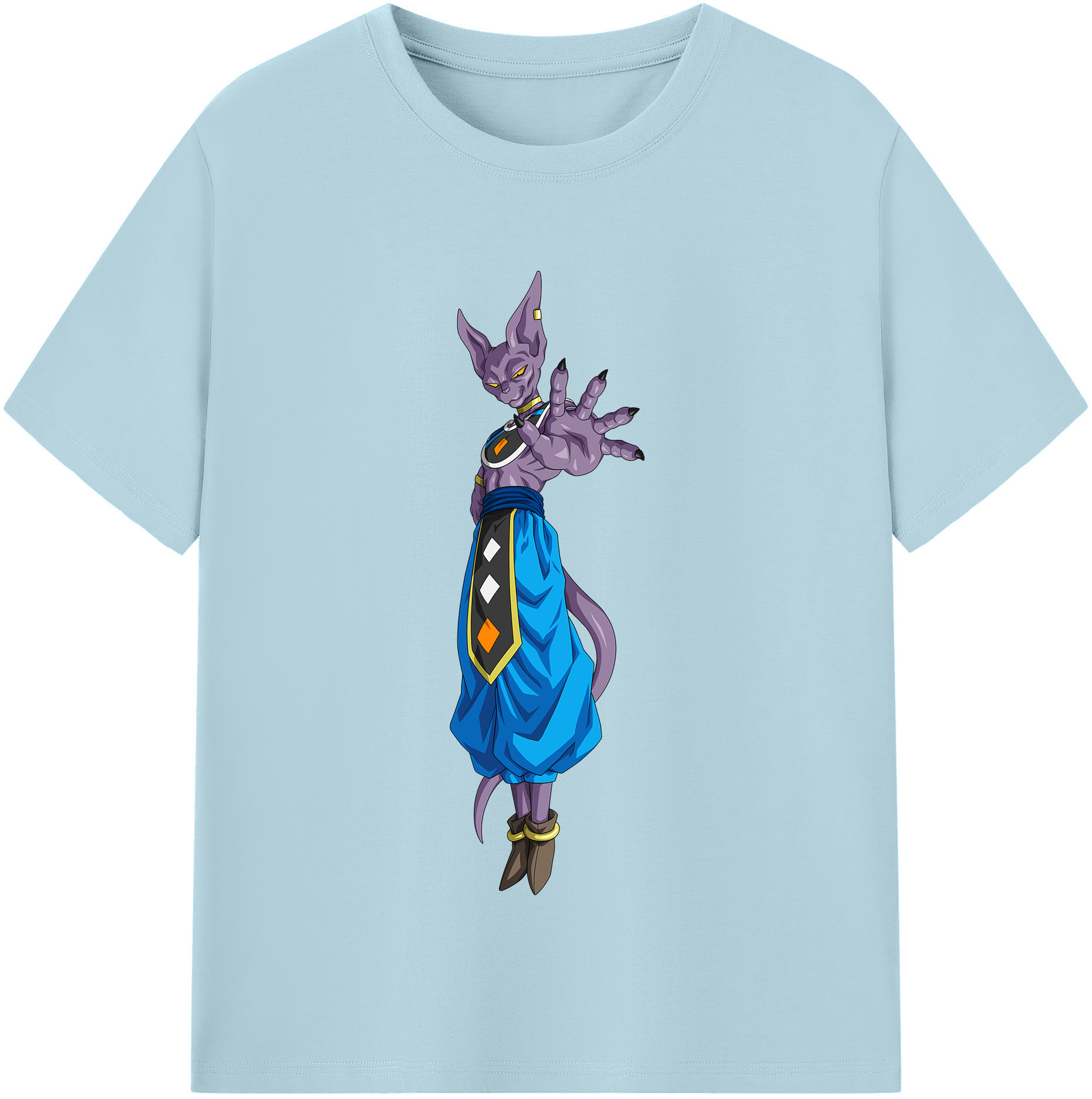 （画像用） ドラゴンボール ビルス 破壊神ビルス DRAGON BALL Beerus Birusu 綿100％半袖Tシャツ（フロントプリント）